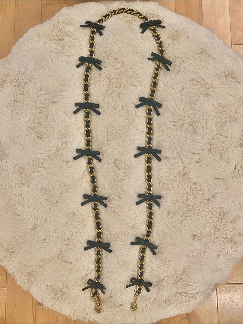 COACH Leather Chain Strap With Bows GOLD BLACK